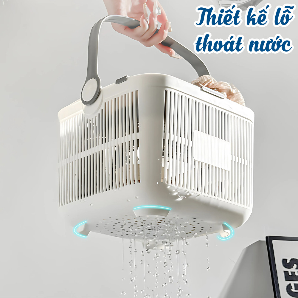 Giỏ Đựng Đồ Nhà Tắm Kèm Quai Xách Đựng Mỹ Phẩm Đa Năng, Giỏ Đựng Đồ Vệ Sinh Cá Nhân Nhựa PP Cứng Cáp