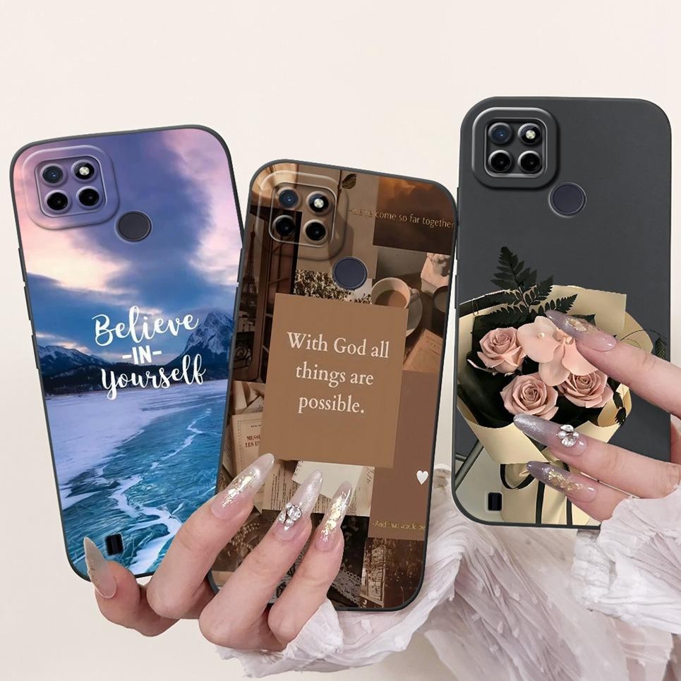 Vỏ Thời Trang Mới Cho Realme C21y C25y C25 C25s Ốp lưng Ốp Lưng Nữ Tính Hoa Bướm Hoạt Hình Vỏ Mềm