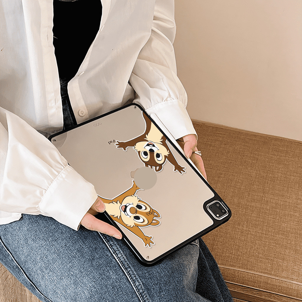 Vỏ Acrylic Cứng Hai Sóc Dễ Thương Cho Mini6 Mini7 A17Pro IPad 5 6 7 8 9 10 11 A16 Air 2 3 4 5 6 Air 11 M2 Pro10.5 10.2 "Pro11 2018 2020 2021 2022 M4 Pro13 2024 2025
