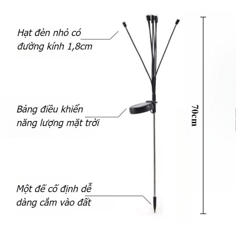 Đèn đom đóm năng lượng mặt trời, đèn trang trí sân vườn, Đèn ngoài trời chống nước