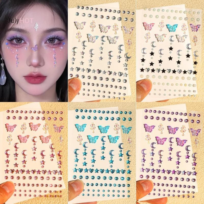 JULYHOT Mặt Kim Cương Giả Miếng Dán Đá Quý Pha Lê Hình Xăm Tự Dính Body Brow Trang Điểm Phối Kích Thước Cổ Tích Làm Đẹp Nhiều Màu Sắc Massivedeals