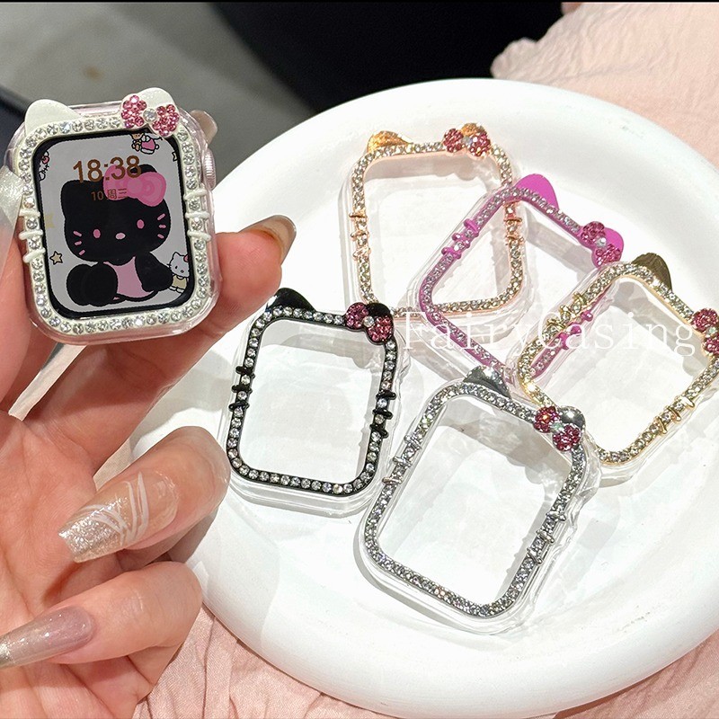 Ốp Tai Mèo Kim Cương Bling Cho Huawei Watch Fit 4 3 Rỗng PC Ốp Lưng Bảo Vệ Cho Huawei Watch Fit4 Bao Phụ Kiện