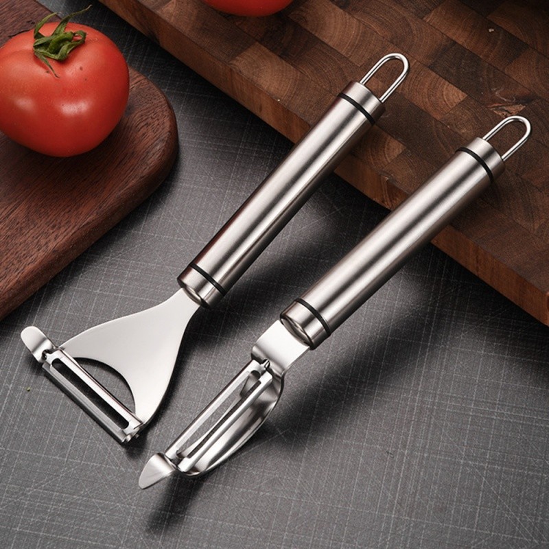 Dụng cụ gọt vỏ bằng thép không gỉ 304 cho rau củ và trái cây - Dụng cụ nhà bếp chống gỉ bền bỉ với tay cầm tiện dụng & thiết kế lỗ