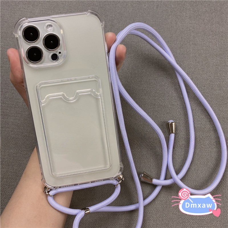 Có Dây Đeo Ngang Trong Suốt Ốp Lưng Điện Thoại Redmi Note 14 13 12 Pro 14 13 12 Pro Plus 5G 4G Vỏ Đựng Thẻ Mềm Có Dây Đeo Màu Trơn