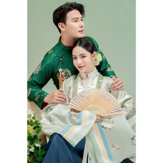 Cặp Áo Nhật Bình Cưới , Nam Chất Liệu Gấm Cao Cấp, Nữ Chất Liệu Tafta Sang Trọng , Việt Phục Cổ Trang Giao Thủy