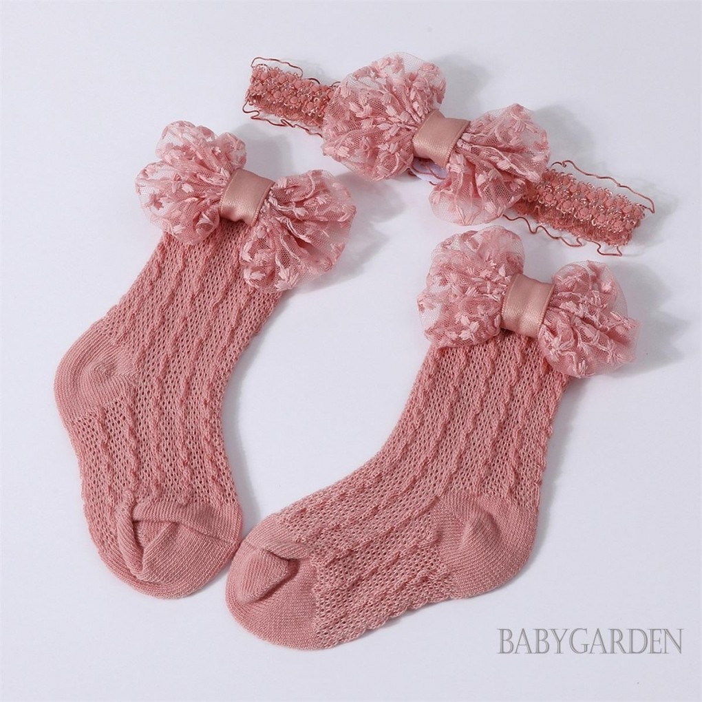 / / -Baby Girls Tất Băng Đô Bộ Thoáng Khí Đan Nơ Công Chúa Tất Cho Tiệc Cưới Chụp Ảnh