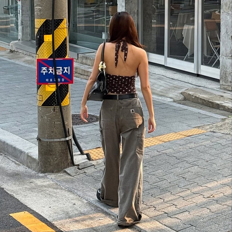 Klalien Chấm Bi In Áo Vest Nữ Y2K Ren Backless Dây Cổ Chữ V Skinny Xu Hướng Mùa Hè Hàng Ngày Đường Phố Cơ Bản Sang Trọng Áo