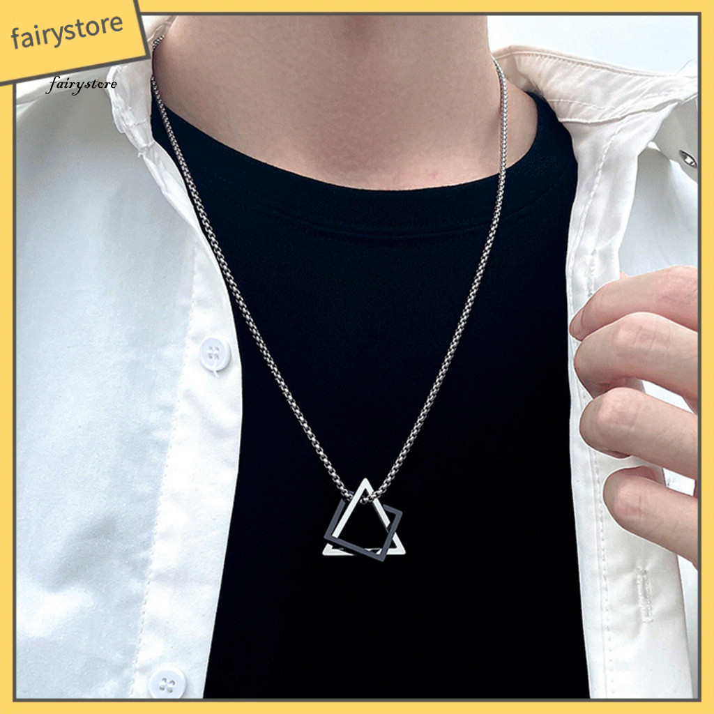 Fairystore | Dây chuyền áo len mặt dây chuyền hình học mạ điện chống gỉ phai màu trang trí cổ phụ kiện quần áo