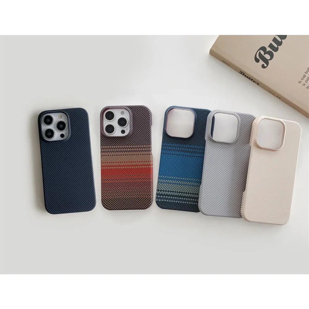 Dành Cho IPhone 16 15 14 13 12 Pro Max Kevlar Họa Tiết Ốp Lưng Điện Thoại 16 Plus Sợi Carbon Da Không Biên Giới Vỏ Bảo Vệ