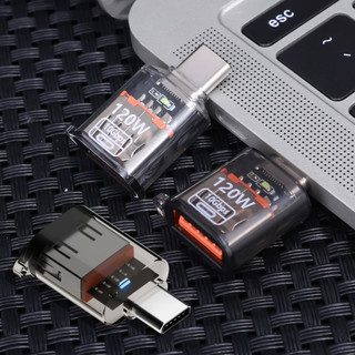 [3-5 ngày đến] -1 / 2 Bộ chuyển đổi USB 3.2 Sạc nhanh 120W Truyền 10Gbps, Bộ chuyển đổi Type-C sang USB-A Tương thích với điện thoại 15 / 16 / Android / PC, Thiết kế trong suốt