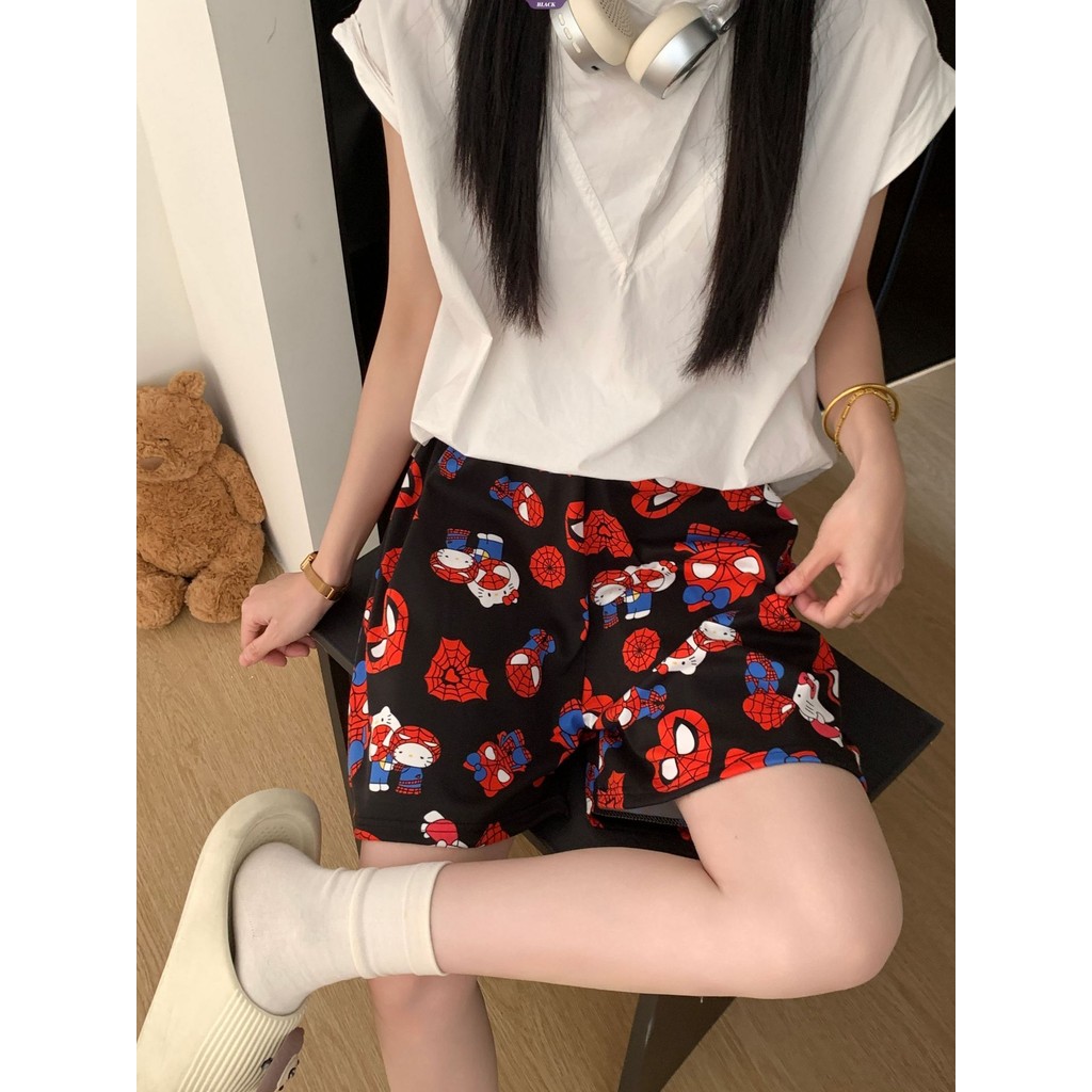 Anime Mùa Hè Người Nhện Quần Ngủ Nhật Bản Hello Kitty In Hình Quần Short Nữ Thông Thường [BL]
