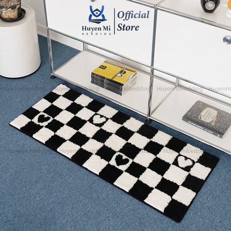 Thảm Chùi Chân lông cừu Decor chân giường Màu Trắng Chibi Châu Âu - Trang Trí Phòng Ngủ
