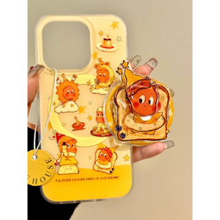Bánh mì nướng dễ thương Ngôi sao nhỏ Giá đỡ từ tính Vỏ điện thoại di động Thích hợp cho iPhone16 15 14 13 Pro Max Bảo vệ Camera chống sốc Vỏ cứng chống rơi