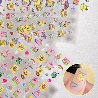 Miếng dán móng nghệ thuật SpongeBob, hình gấu, thỏ, Patrick, ngôi sao dễ thương, decal dập nổi, trang trí móng tay, dụng cụ làm móng cho tiệm nail