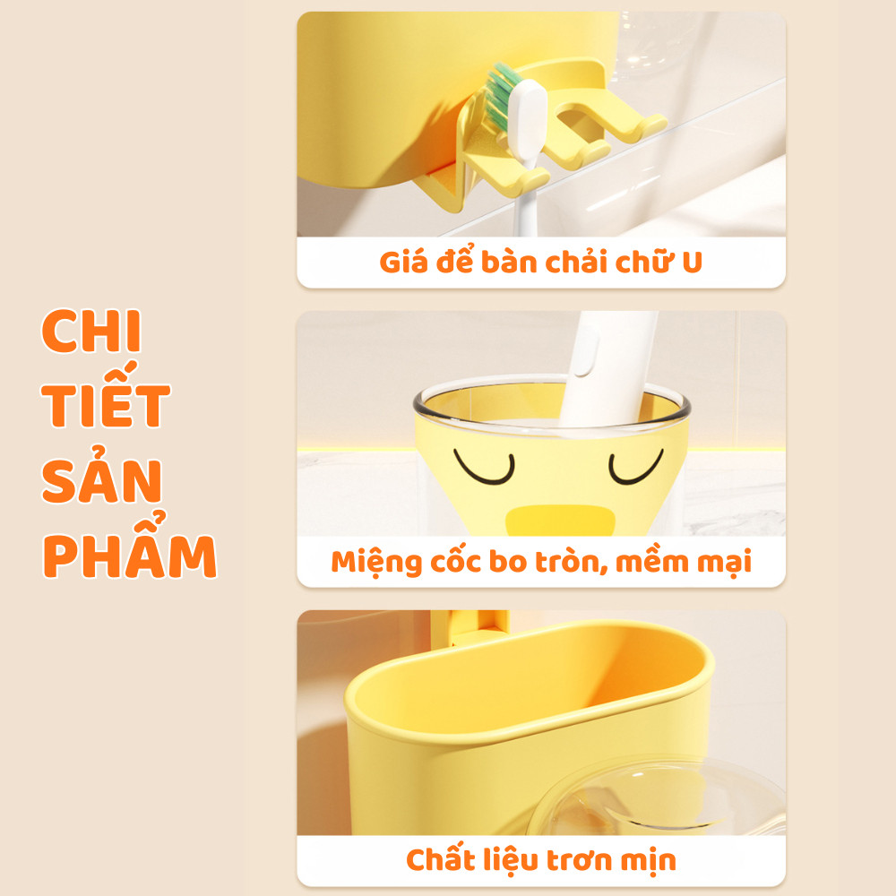 Giá để bàn chải kem đánh răng móc cốc hút hoạt hình dễ thương cho bé, kệ để đồ phòng tắng cốc hút có lỗ thoát nước DINO