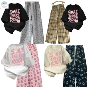Sét Bộ Quần Ống Suông Kak Trắng i Cạp Chun + Mix Áo Thun Tăm Trơn Cổ Tròn CROPTOP chất Tăm Hàn-QUẦN ÁO 94