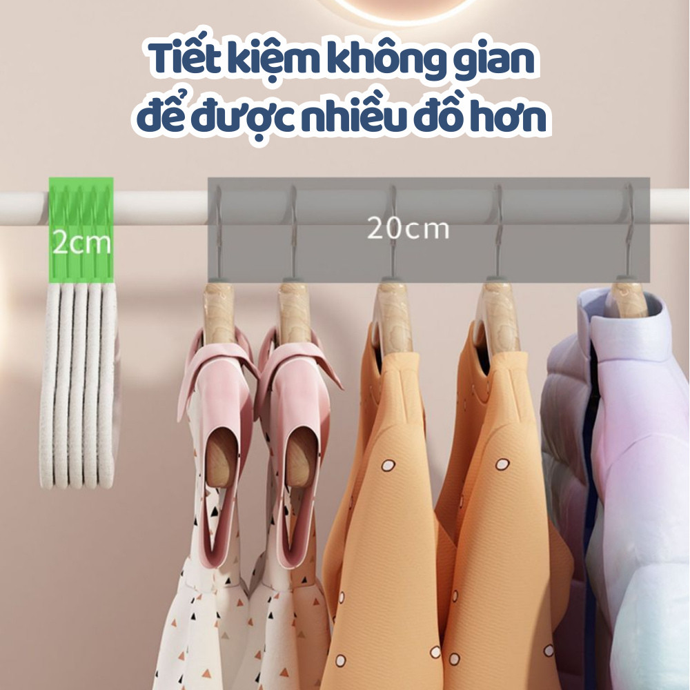 Combo 10 Móc treo quần áo nam nữ bọc nhung siêu mỏng chống trượt tiện dụng, đầu móc xoay 360 độ