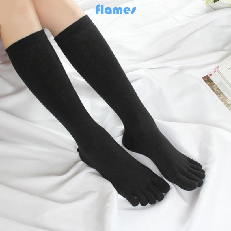 FL Nữ Xuân Thu Năm Ngón Tay Ống Dài Tất Màu Mềm Mại Thường Ngày Thoáng Khí Ngón Chân Tách Yoga Cotton Hosi