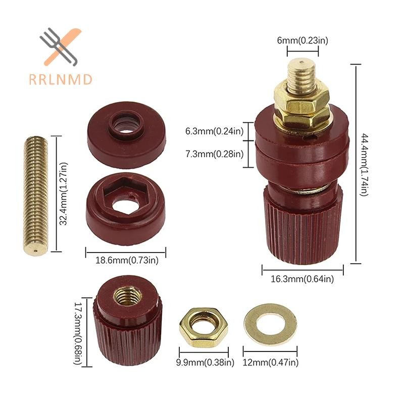 RRLNMD M6 Thiết Bị Đầu Cuối Bài Bằng Đồng Khối Thiết Bị Đầu Cuối Loại 333 Ren Vít Đỏ Và Đen Nhiệt Độ 6 Mm Đồng Vít MỚI