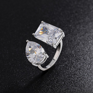 Châu Âu Mỹ INS Sản Phẩm Mới Đơn Giản Giọt Nước Vuông Zircon Nhẫn Nữ