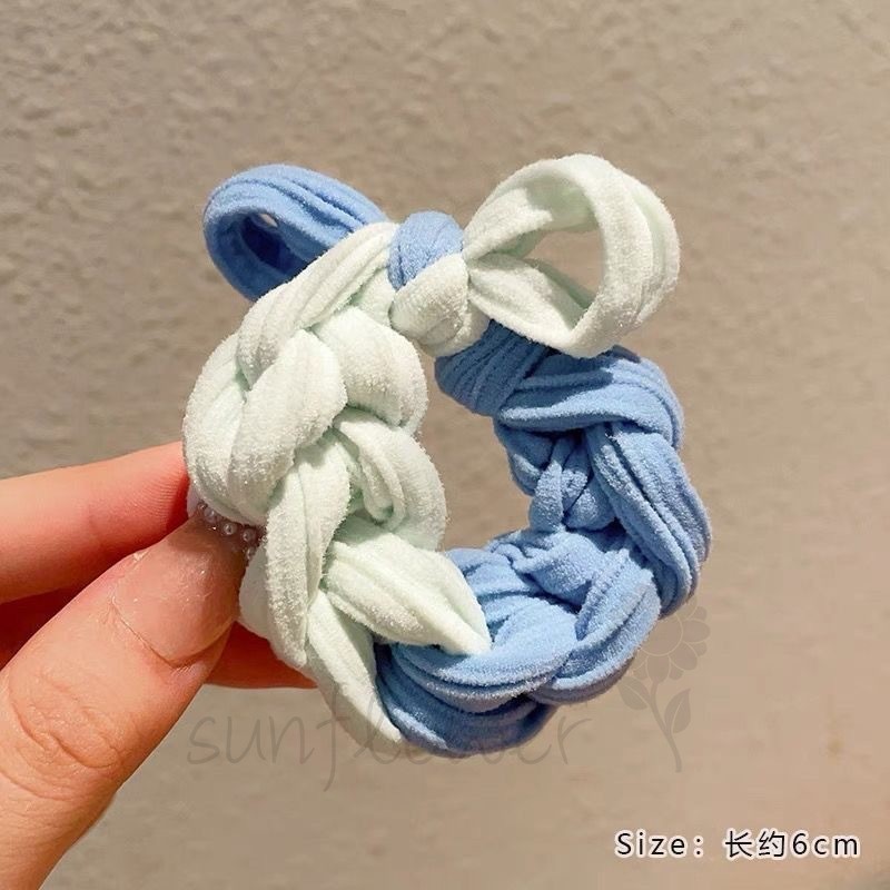 [hướng dương] Dây buộc tóc bện nơ đa màu sắc băng đô bền弹性高