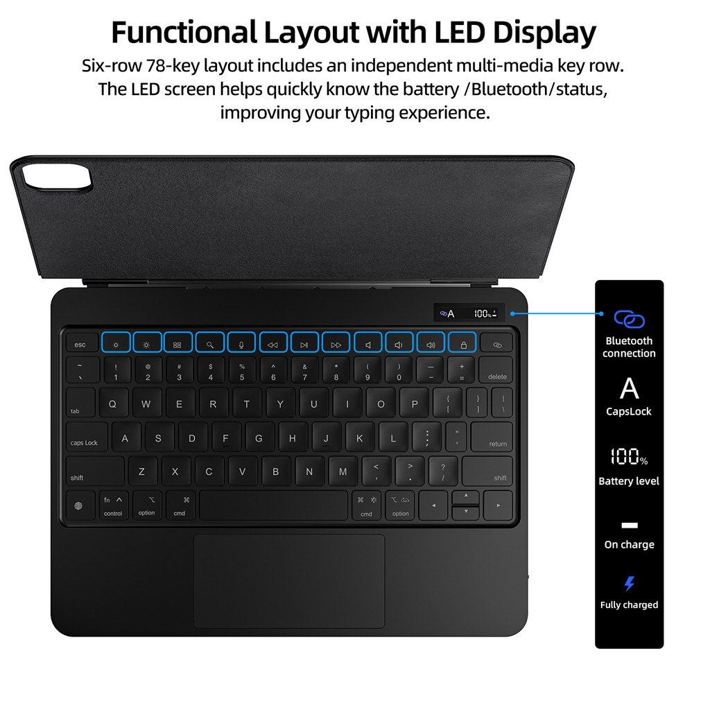 bàn phím Bluetooth GOOJODOQ cho ipad Air4/5/6 Pro11 2018-2024 Gen 10th, giá treo từ tính có đèn nền màn hình LED | BigBuy360 - bigbuy360.vn