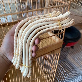Cầu góc cho lồng chim chào mào gỗ thông, cầu đậu lồng chào mào gỗ thông uốn vuông (1 cái), cầu góc cho chim đậu