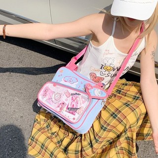Mới rộng phong cách Nhật Bản màu sắc tương phản ngôi sao thêu anime Aidu dung tích lớn túi đeo vai