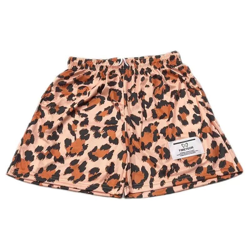 Mùa hè 2025 Quần short bóng rổ thể thao Mỹ họa tiết da báo mới dành cho nam, Quần short thông thường dành cho nam