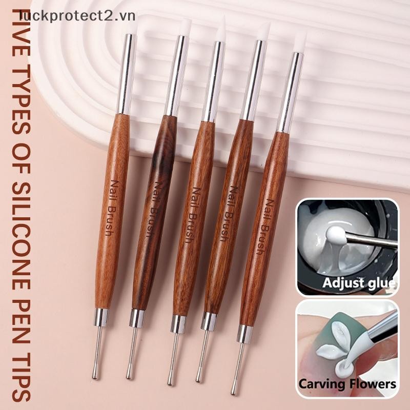 # luckpro # 1 / 5 Cái Bút ép silicon hai đầu Bàn chải vẽ tranh hoa Đồ dùng làm móng tay Khắc keo Diy Mẹo làm móng tay Công cụ nghệ thuật làm móng tay.