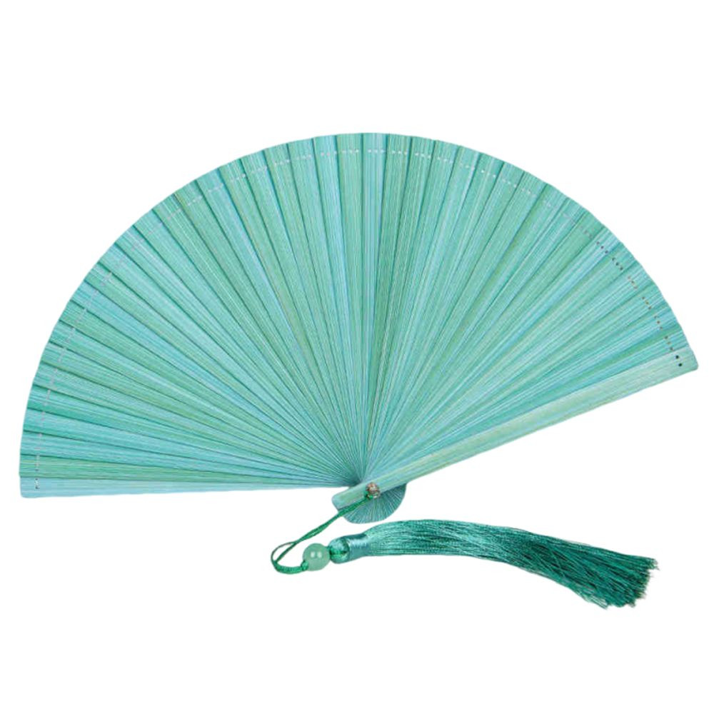 Quạt tre màu trơn FUHUIOT, Quạt gấp tua rua tinh tế phong cách Trung Quốc, Đạo cụ chụp ảnh với tua rua ngẫu nhiên Quạt cầm tay thanh lịch di động cổ điển Sườn xám Show
