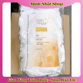 [DATE MỚI] Bông tẩy trang Pháp Tetra Medical Carrés de Cotton 600 miếng an toàn lành tính mềm mịn