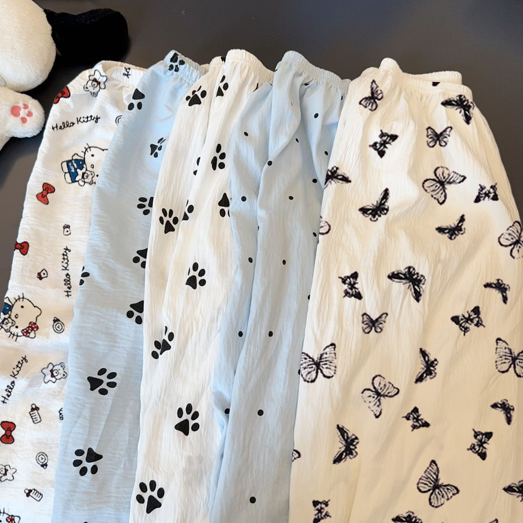 Polka dot pants Quần casual in hình chó cotton mây phong cách Hàn Quốc