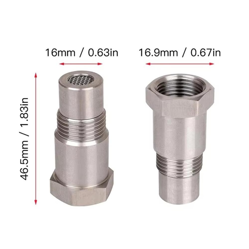 Cảm biến xúc tác oxy FANIELLAPOWELL, Bộ chuyển đổi cảm biến oxy Mini bạc, Kích thước ren bằng thép không gỉ chất lượng cao M18 × 1.5 Lắp ống nối dài cho phụ kiện ô tô