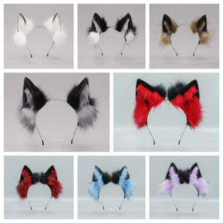 HARRIETTLO Wolf Dog Hair Band, JK Hair Hoop Tai Mèo Băng Đô, Động Vật Dễ Thương Sang Trọng Gothic Lông Cosplay Mũ Phụ Kiện Tóc Nữ