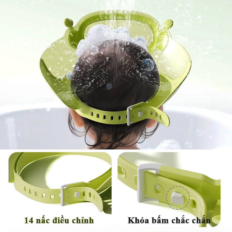 Mũ Tắm Cho Bé Silicon Chắn Nước  Vào Tai và Mắt, Đeo Được 2 Mặt Và Điều Chỉnh 0-15 Tuổi