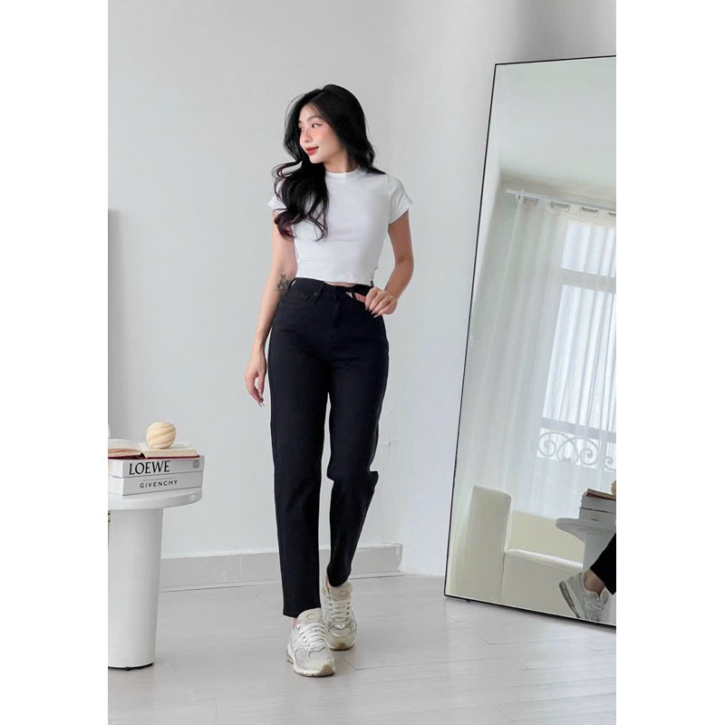 Quần jeans nữ baggy TTTHAO cao cấp kiểu dáng quần jeans denim slimfit VNXK J9