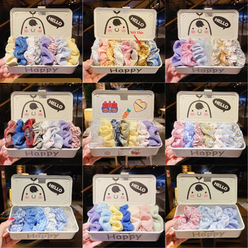 Set 10 Dây Buộc Tóc / Cột Tóc Scrunchies To Phồng Đẹp Thời Trang Hàn Quốc Phụ Kiện Tóc