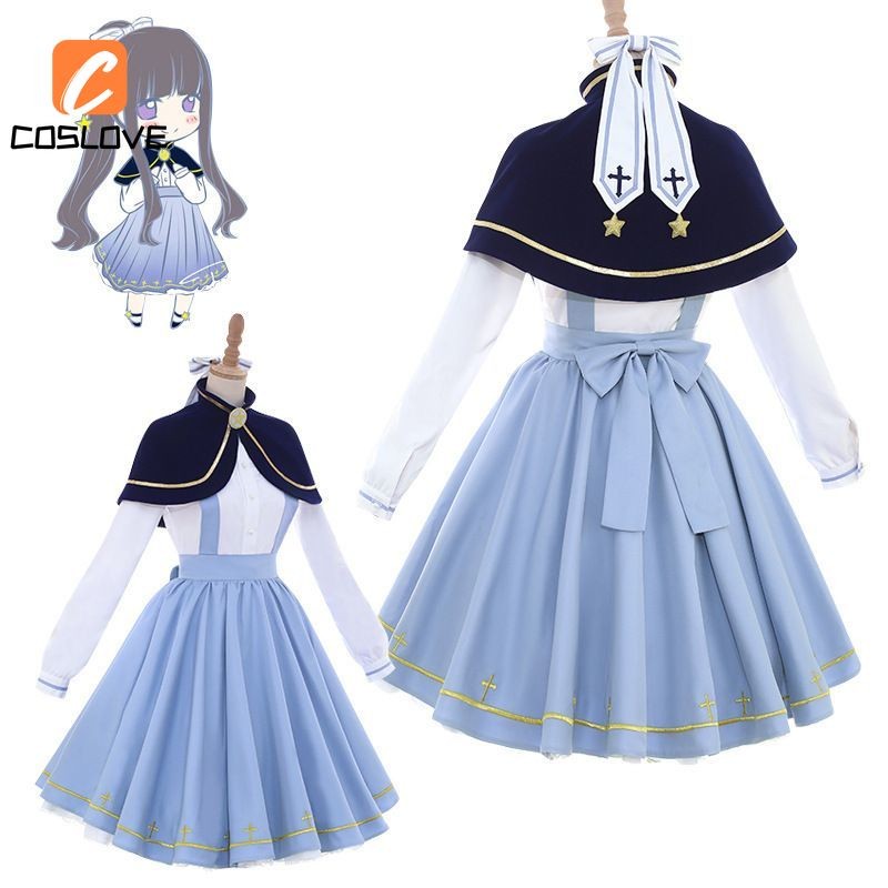 Anime Cardcaptor Sakura Cosplay Quần Áo Trọn Bộ Trang Phục Cho Người Phụ Nữ LOLITA Xanh Áo Choàng cosplay