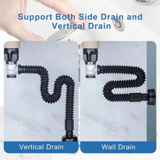 Bộ thoát nước bồn rửa phòng tắm Ống bẫy P có thể mở rộng linh hoạt với nút chặn chống tắc nghẽn tích hợp để lắp đặt lỗ thoát nước Sử dụng 1 Bộ thép không gỉ vải đa năng đơn giản có thể điều chỉnh