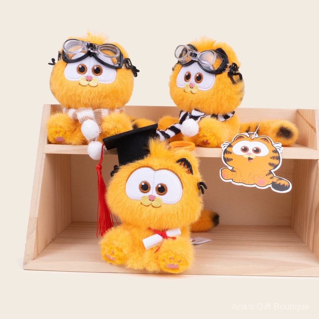 [Aria] MỚI HƠN Chính hãng Garfield Búp bê nhồi bông sáng tạo DIY Móc khóa Túi xách Mặt dây chuyền Quà tặng mùa tốt nghiệp