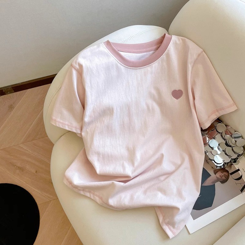 SUXI Áo thun ngắn tay đơn giản phong cách Hàn Quốc mới mùa hè 250618