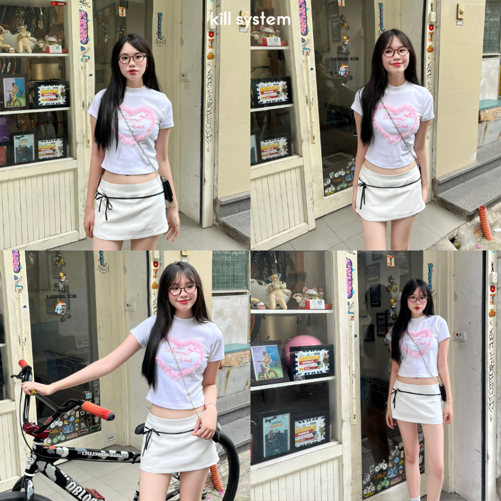 [KH14] Chân váy cạp trễ dây nơ, chân váy ngắn chữ A tôn dáng che hõm hông | KHAO BOUTIQUE