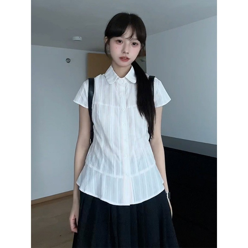 SUXI Áo sơ mi ngắn tay đơn giản giản dành cho nữ mùa hè mới 250620