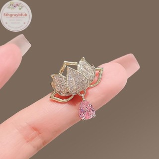 STHB Tinh Tế Phong Cách Trung Hoa Sen Thổ Cẩm Cho Nữ Cô Gái Vintage Hoa Kim Cương Giả Chân Tính Khí Sang Trọng Xòe Quà Tặng VN