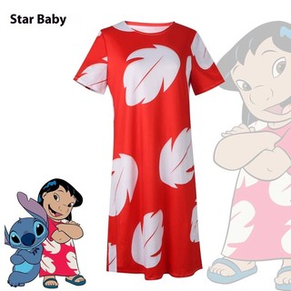 Váy hoạt hình Stitch và Lilo cho cô gái, thiết kế hai chiều