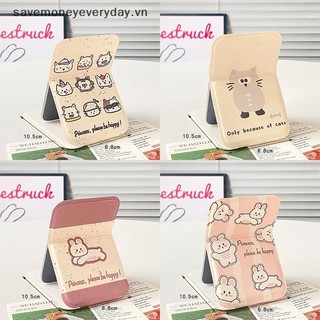 [savemoneyeveryday] Gương trang điểm để bàn Da màu trơn Đơn giản Di động Gương trang điểm cầm tay có thể gập lại dành cho học sinh Gương bỏ túi nhỏ gọn dễ thương [vn]
