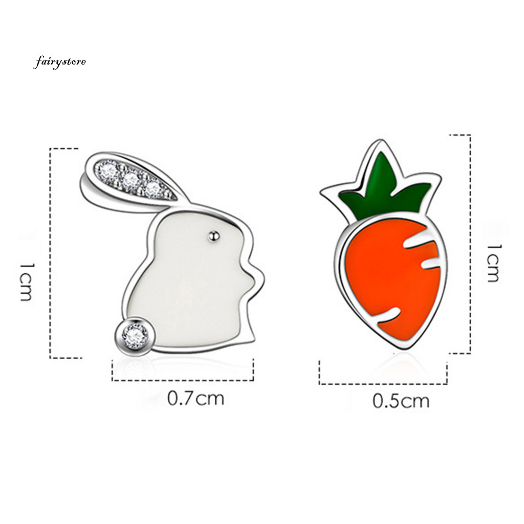 Fairystore| 1 Đôi Bông Tai Nhỏ Trang Sức Thời Trang Thỏ Dễ Thương Cà Rốt Nữ Bông Tai Không Gây Dị Ứng