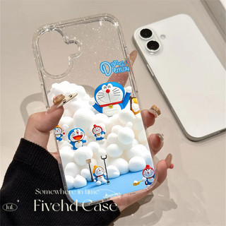 Ins Hàn Quốc Phim Hoạt Hình Dễ Thương Doremon Lấp Lánh Bling Vỏ Cho iPhone 11 16 16E 15 14 13 12 Pro Xs Max XR X 7 8 6 Plus SE Vỏ Điện Thoại TPU Mềm Vỏ Bảo Vệ Chống Sốc Ốp Lưng Trong Suốt
