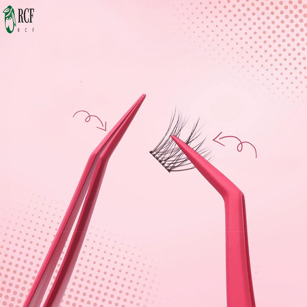 Thép không gỉ Slanted Eye Brow Kẹp Lông Mi Giả Nối Dài Nhíp Trang Điểm Dụng Cụ Mỹ Phẩm